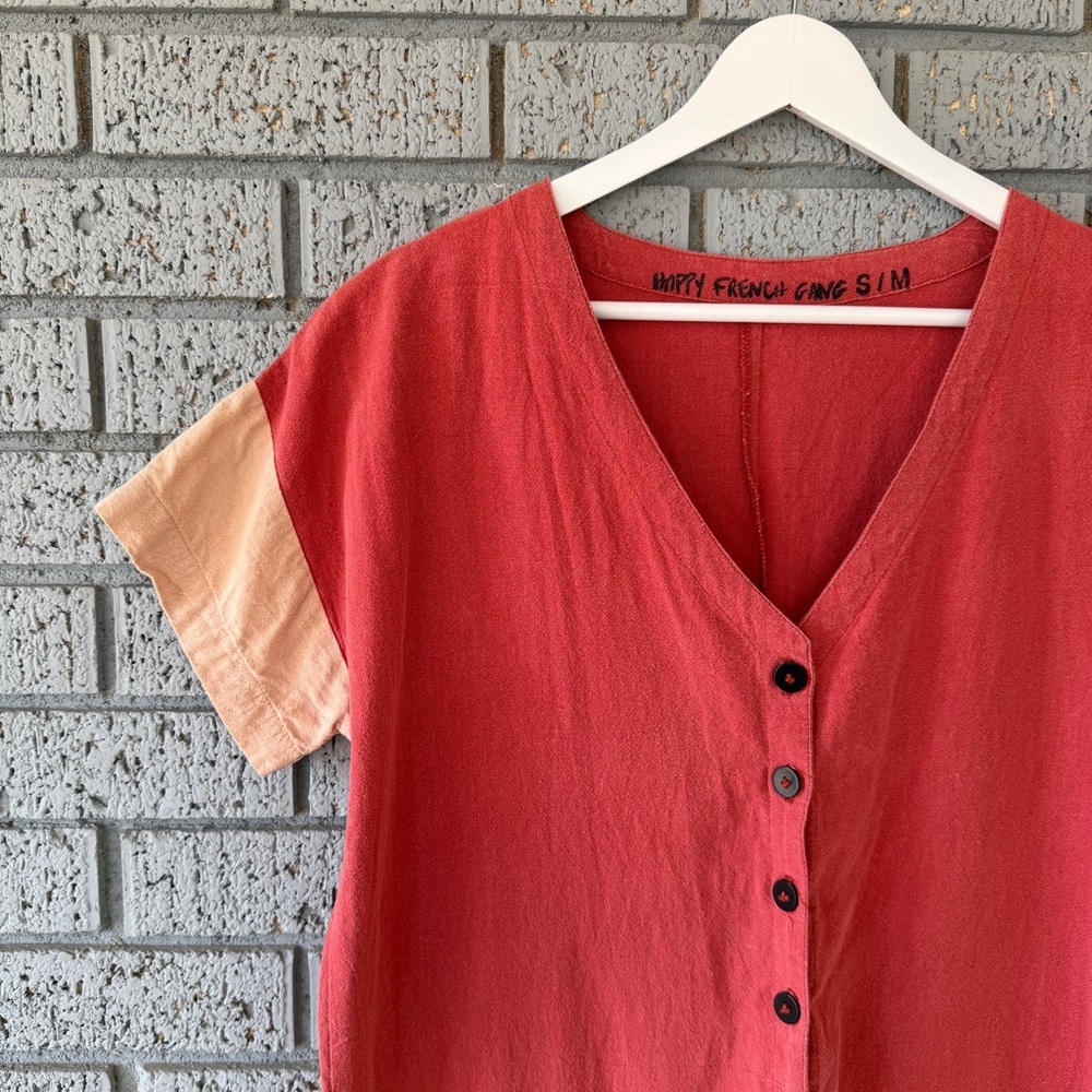 Happy French Gang Natural Texture Jumpsuit S/M LagenLook Boho Romper - Picture 3 of 13